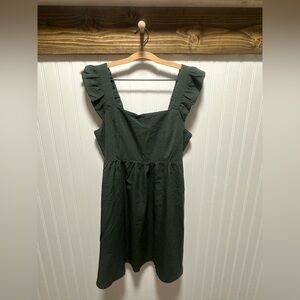 Exlura Forest Green Ruffle Strap Mini Dress Sz M NWT forest fairy babydoll